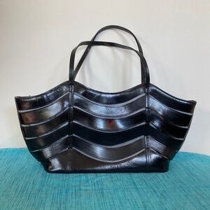 Inge Sport black patent leater handbag